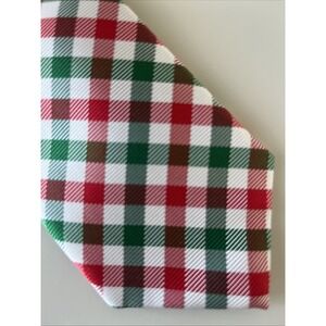Collared Greens Tie 100% Silk Red Green White Plaid Classic Hand Made in USA 48"
